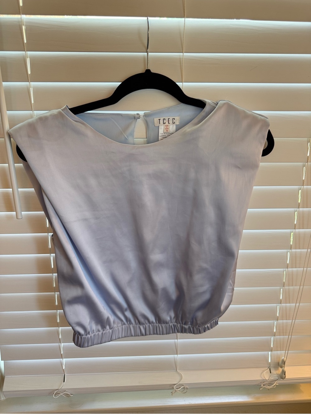 TCEC Pale Blue Satin Cap Sleeve Blouse